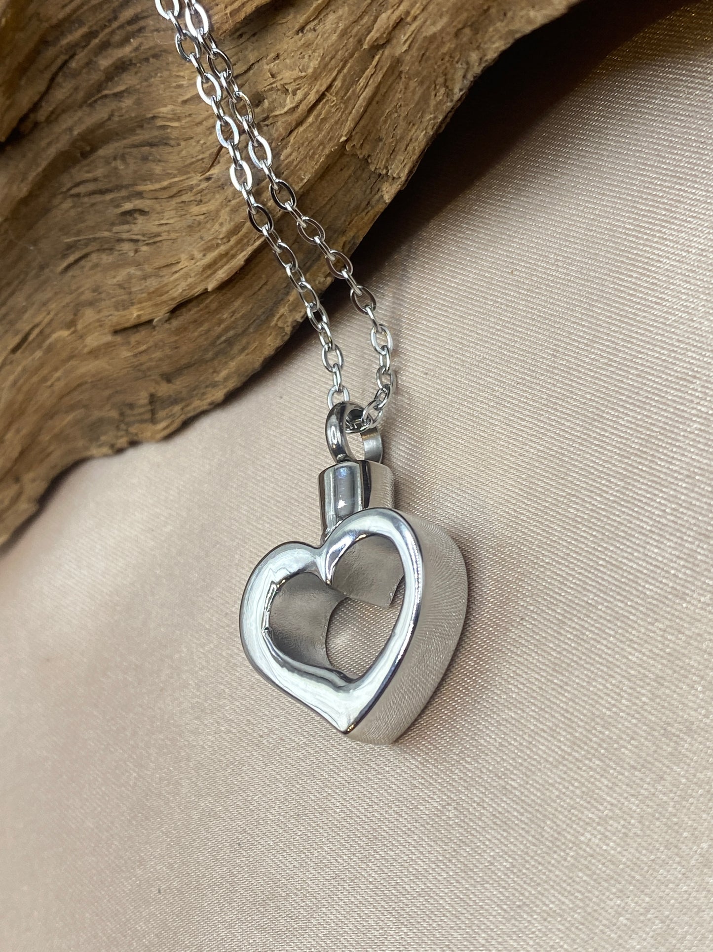 Open Heart Cremation Necklace for Ashes | Stainless Steel Memorial Pendant | Keepsake Urn Jewelry | Sympathy Gift for Loved One