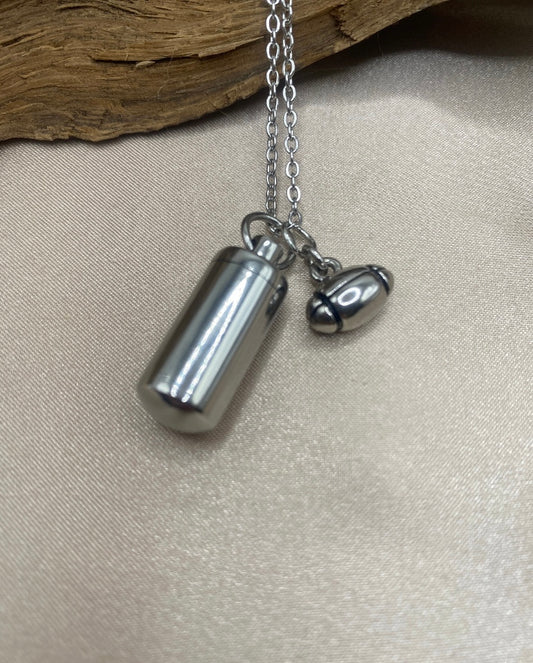 Football Charm Cylinder Urn Necklace – Personalized Memorial Jewelry