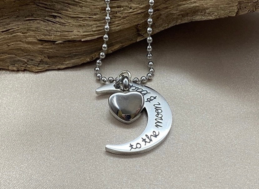 Silver Crescent Moon Cremation Necklace – Memorial Jewelry for Loss of Mother, Ash Pendant