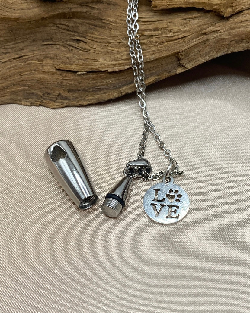 Teardrop Pet Cremation Locket – Paw Print Charm Ash Keepsake Jewelry