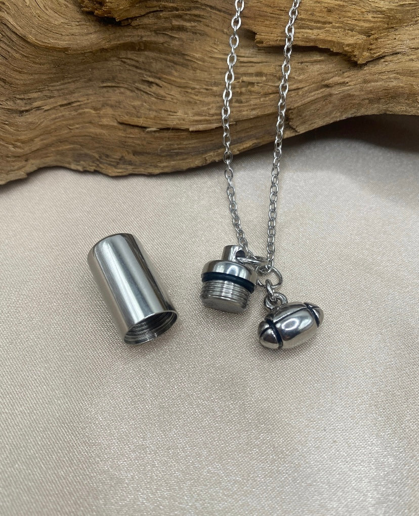 Football Charm Cylinder Urn Necklace – Personalized Memorial Jewelry