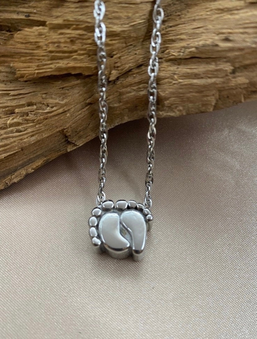 Baby Foot Print Necklace, Exact Replica Of Your New Little Baby's Feet!