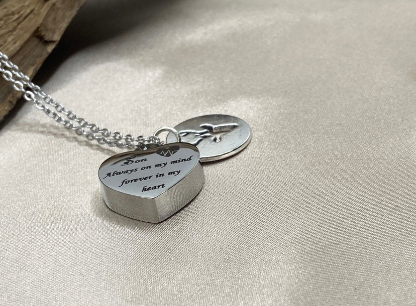 Heart Urn Necklace for Son – Deer Charm Memorial Jewelry for Hunters