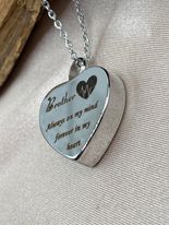 Heart Shaped Cremation Necklace with Brother Charm - Urn Jewelry for Ashes