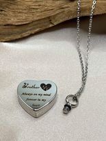 Heart Shaped Cremation Necklace with Brother Charm - Urn Jewelry for Ashes