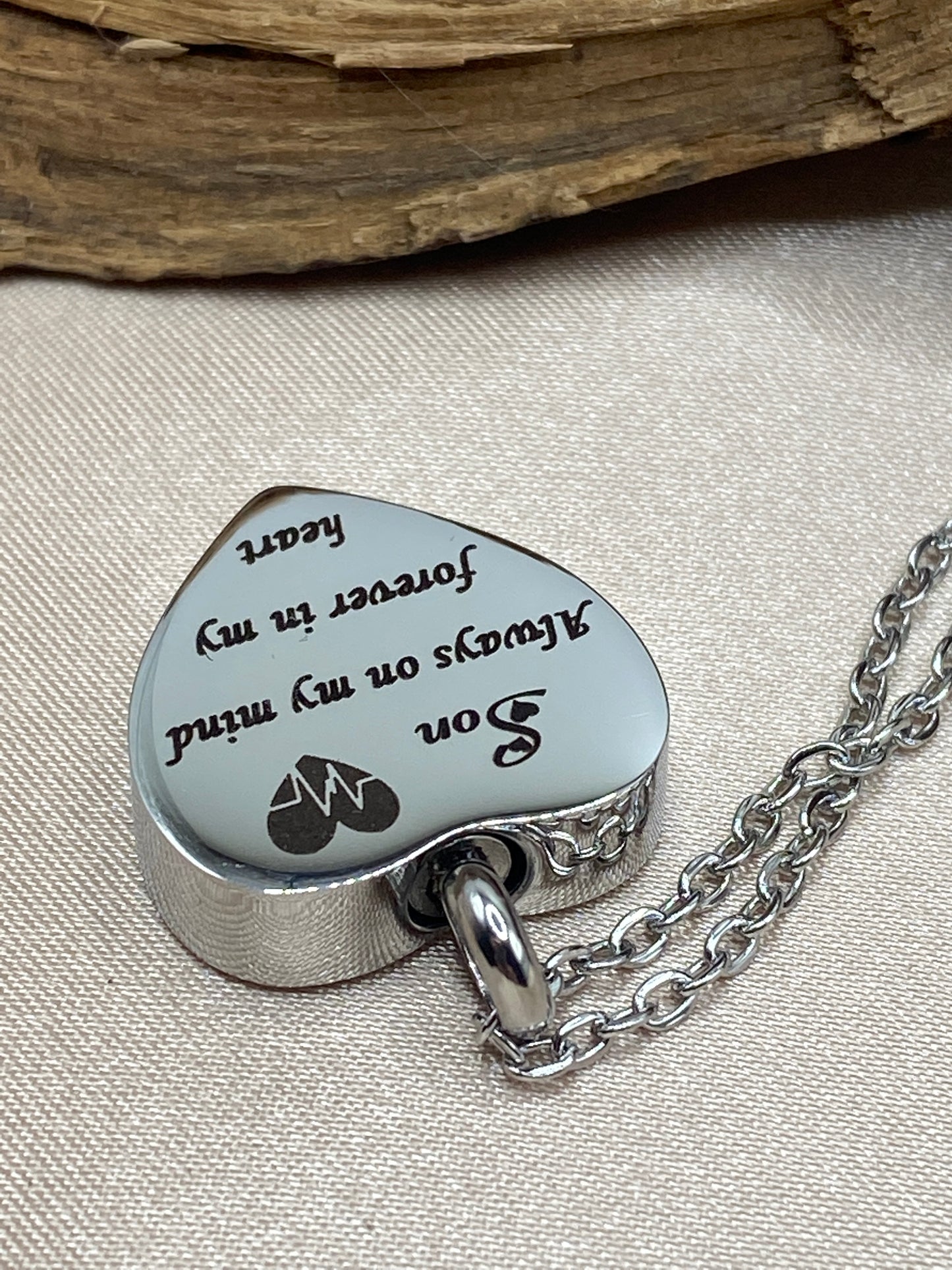 Heart Urn Necklace for Son – 'Always on My Mind' Memorial Jewelry