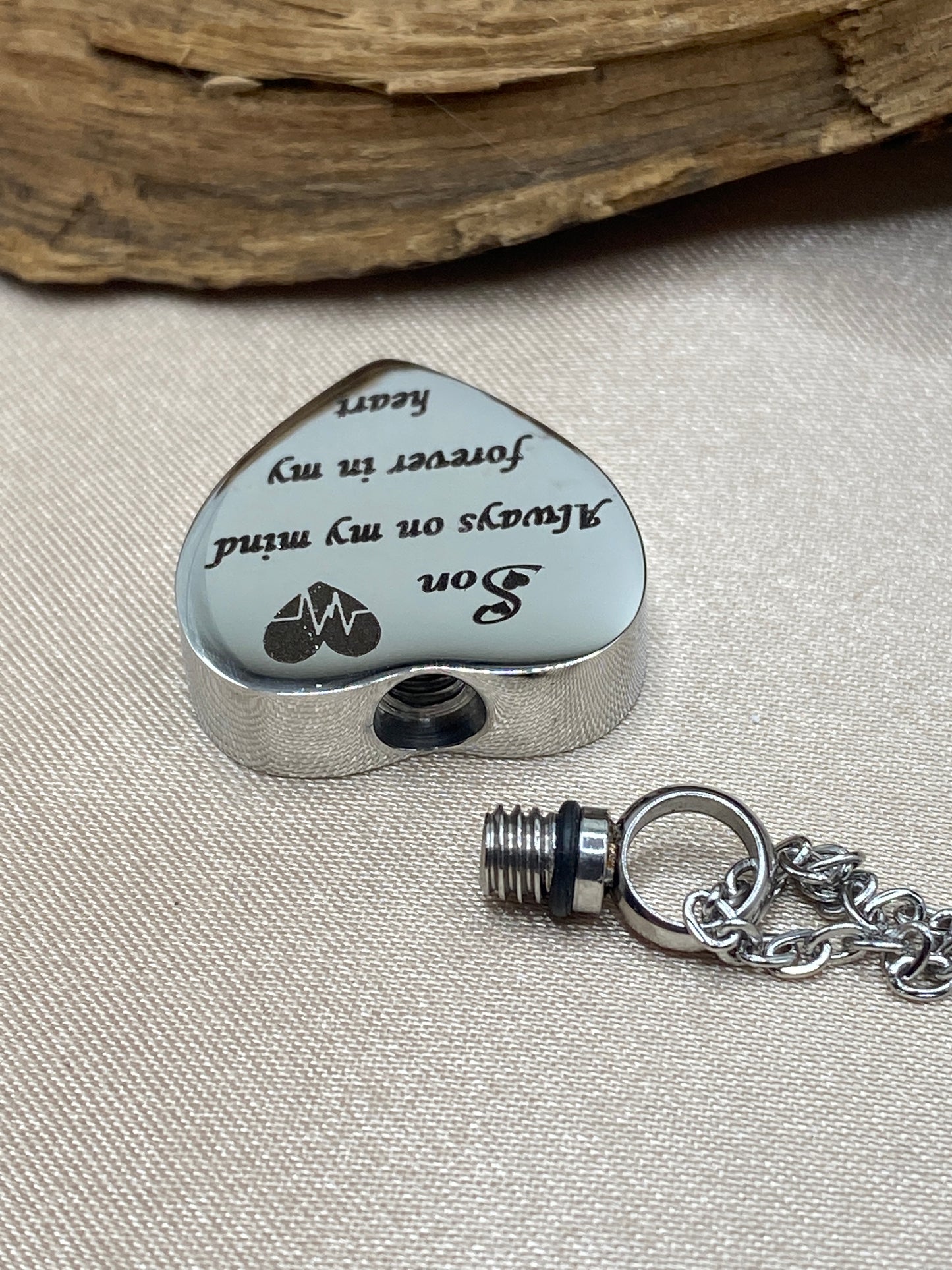 Heart Urn Necklace for Son – 'Always on My Mind' Memorial Jewelry