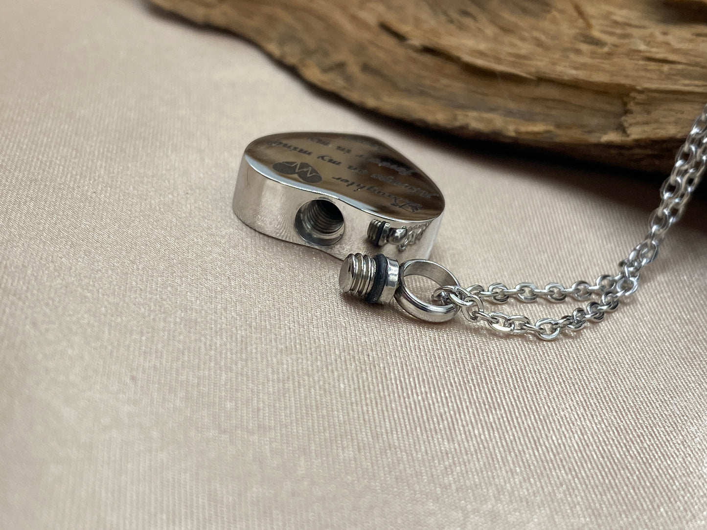Silver Heart Urn Pendant Necklace – Engraved Cremation Jewelry for Brother