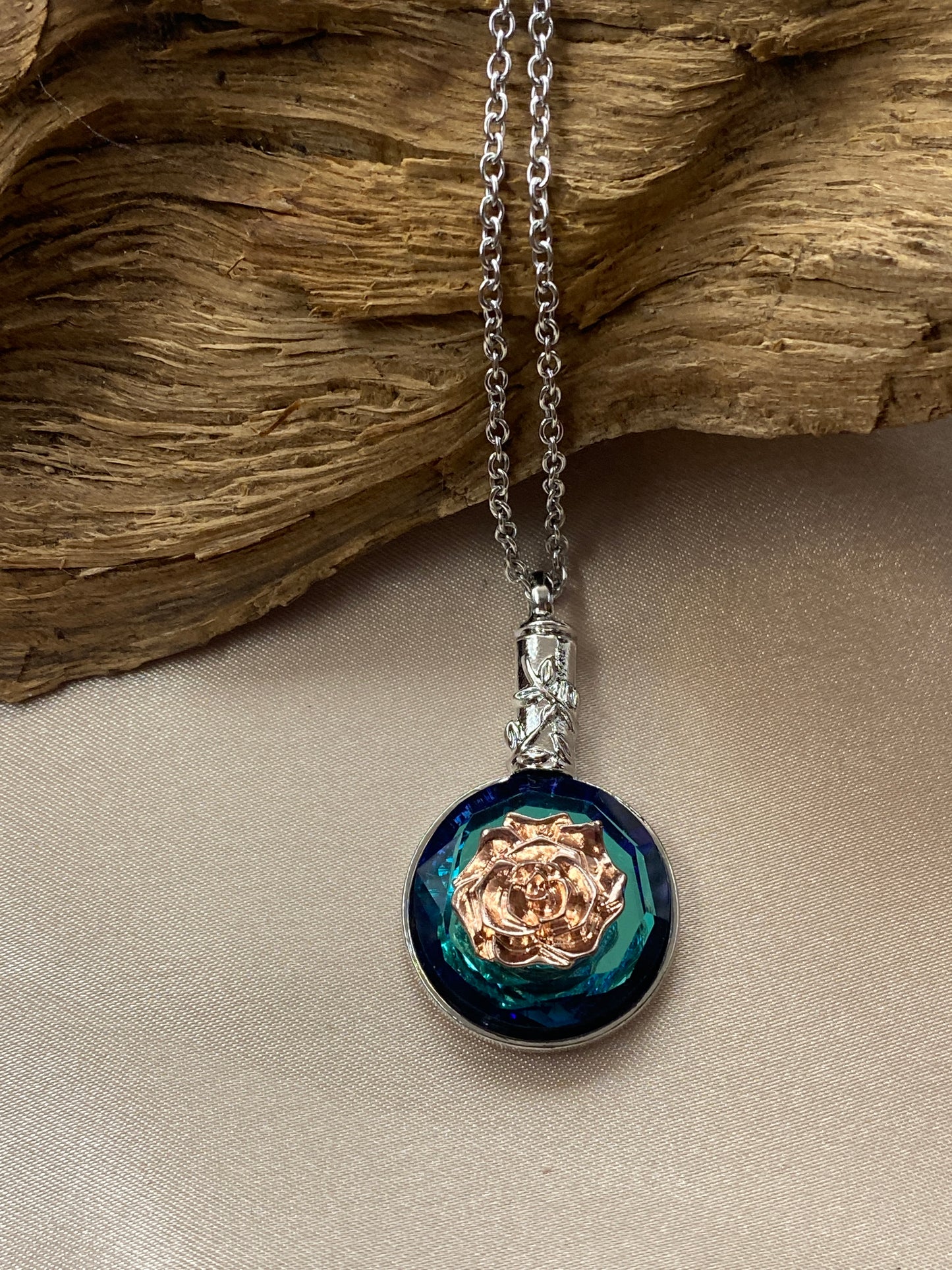 Eternal Love Rose Gold Flower Urn Necklace – Memorial Jewelry for Ashes