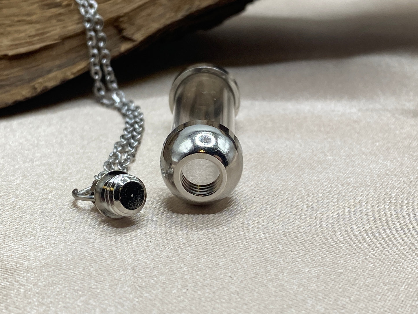 Clear Glass Urn Necklace – Tube Vessel Cremation Jewelry for Ashes