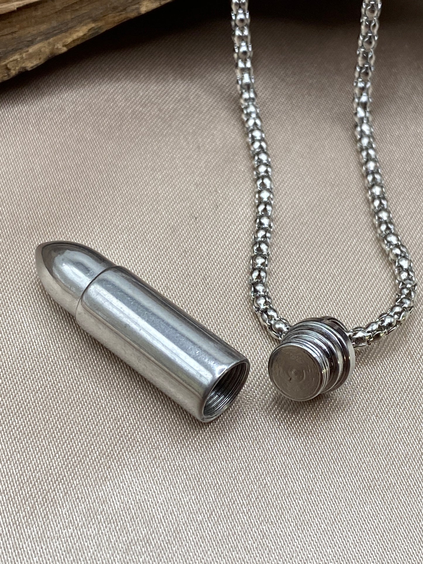 Bullet Cremation Necklace for Men - Personalized Memorial Urn Jewelry for Ashes - Hunting Tribute Necklace