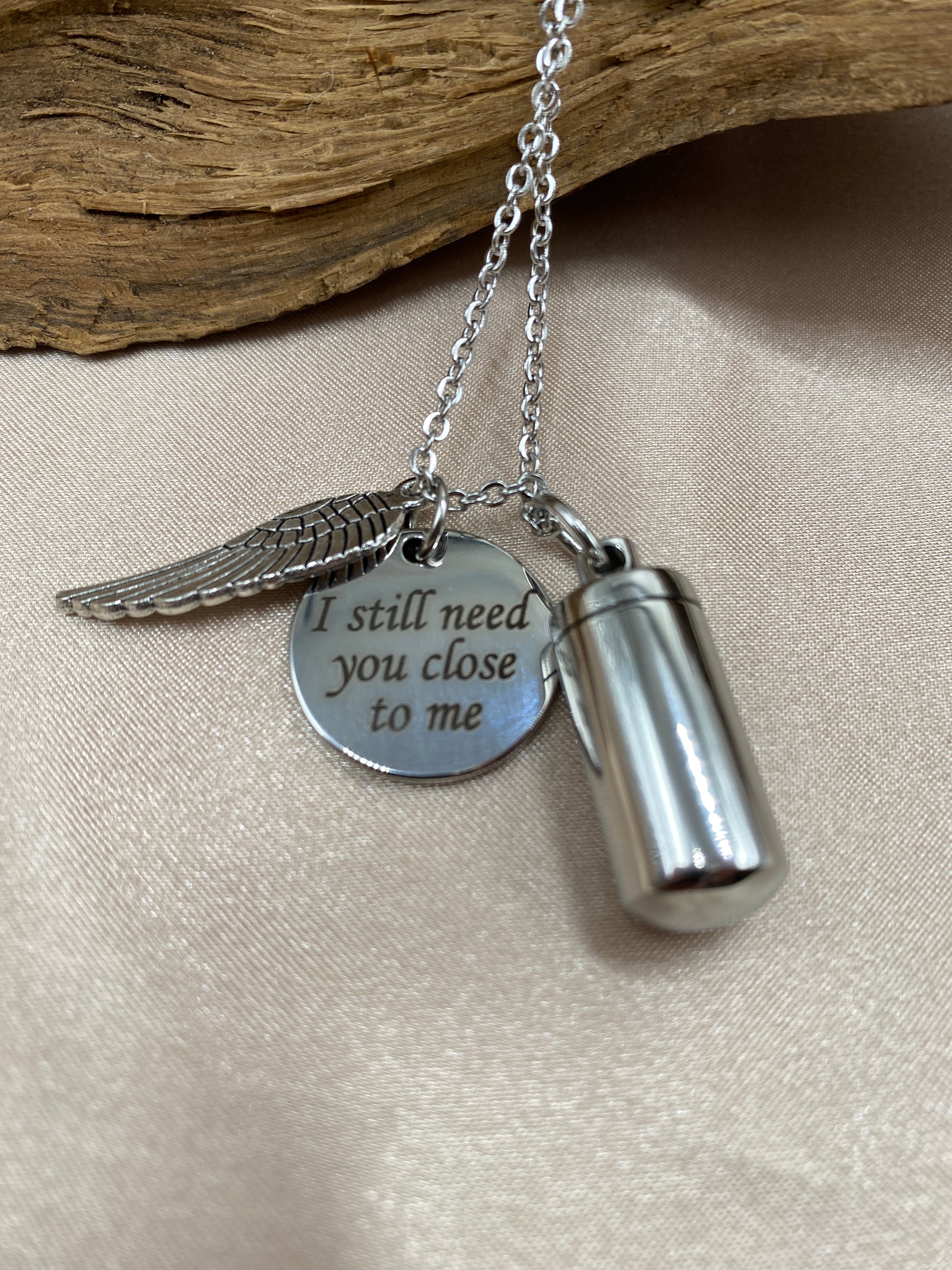I still need you close cylinder cremation necklace