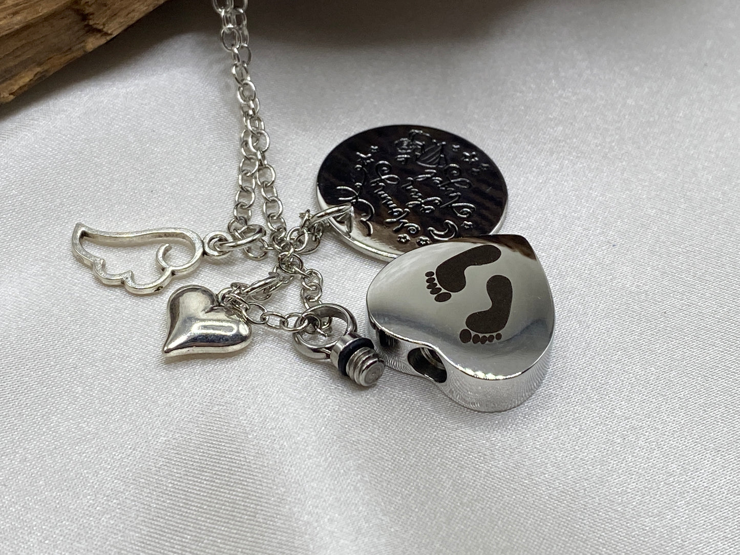 Mommy of an Angel Cremation Urn Necklace - Heart Shaped Pendant for Baby Ashes
