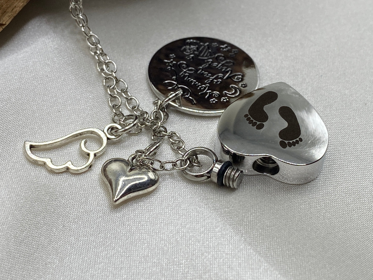 Mommy of an Angel Cremation Urn Necklace - Heart Shaped Pendant for Baby Ashes