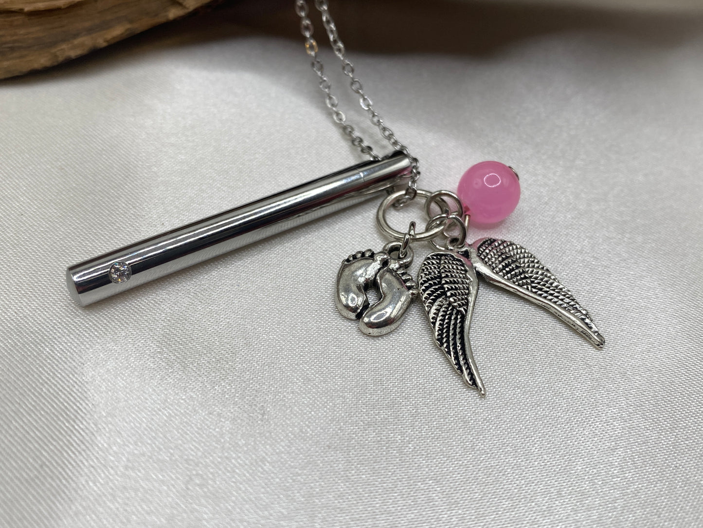 Stainless steel cylinder necklace for ashes