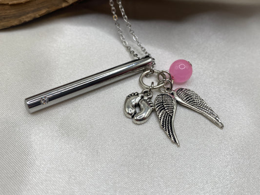 Stainless steel cylinder necklace for ashes