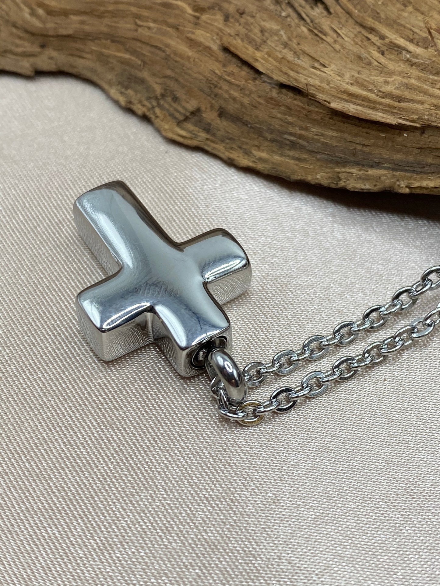 Personalized Silver Cross Urn Necklace for Men – Ashes Memorial Gift