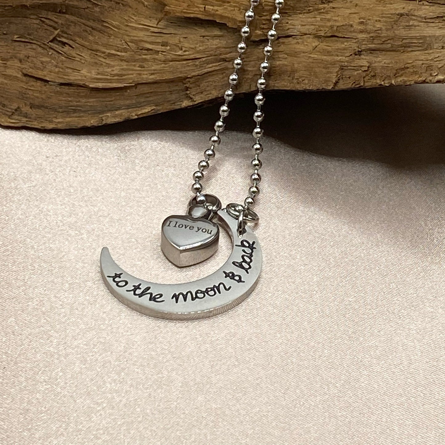 Stainless steel moon, heart and ball chain