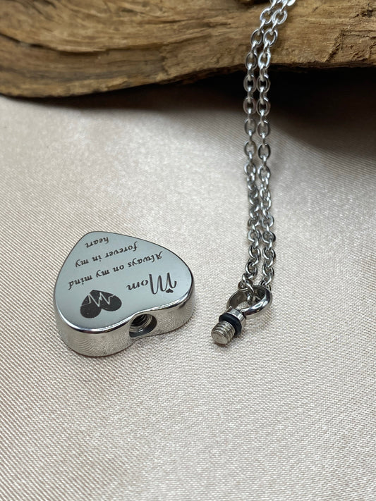 Openable cremation heart pendant for ashes