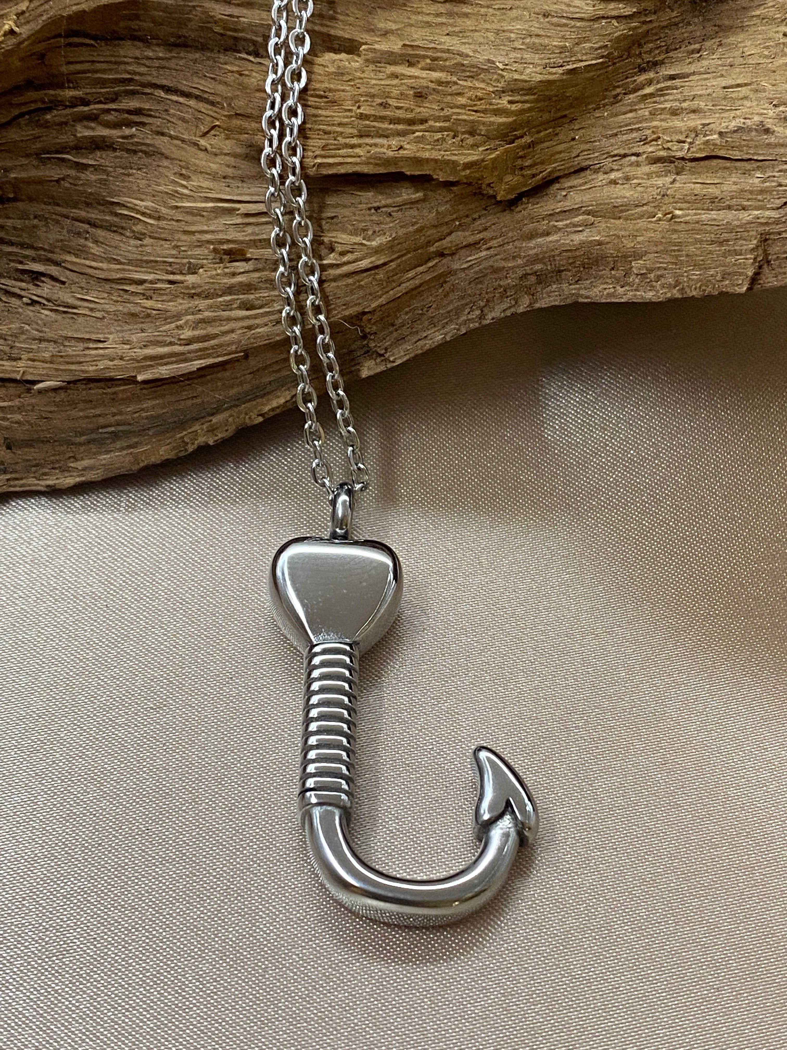 Fish Hook Urn Necklace for Ashes - Cremation Pendant, Fishing Mens Jew –  Eternal Keepsake