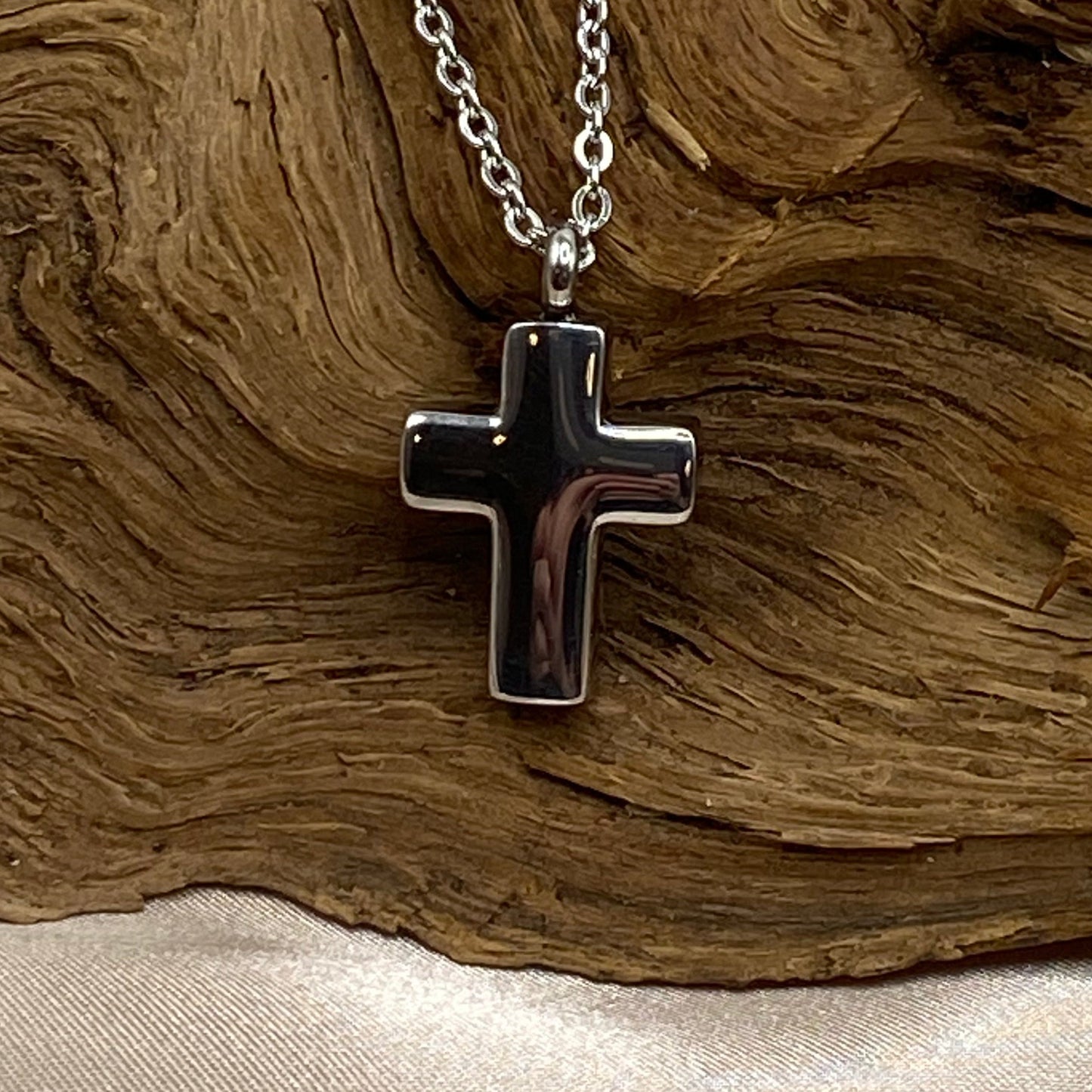 Personalized Silver Cross Urn Necklace for Men – Ashes Memorial Gift
