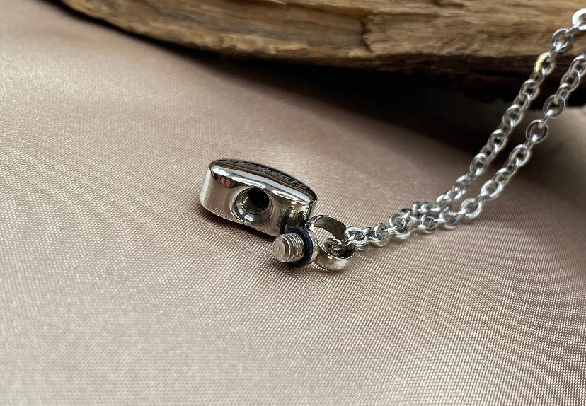 Small Silver Heart Cremation Necklace – Engraved "Husband" Memorial Jewelry