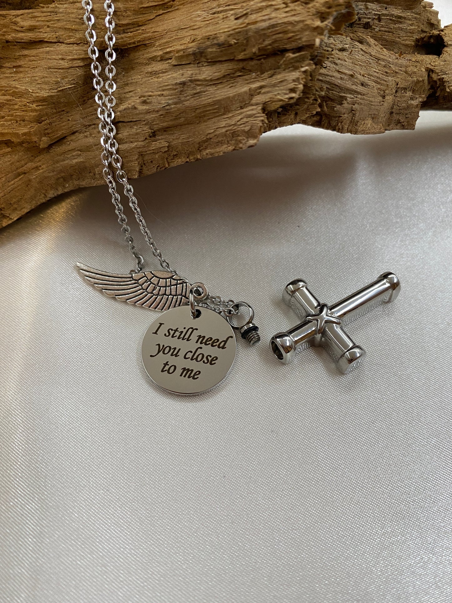 Openable cremation cross with charms