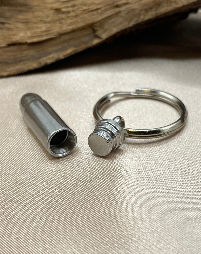 Silver Bullet Urn Keychain for Men – Engravable Cremation Jewelry for Ashes