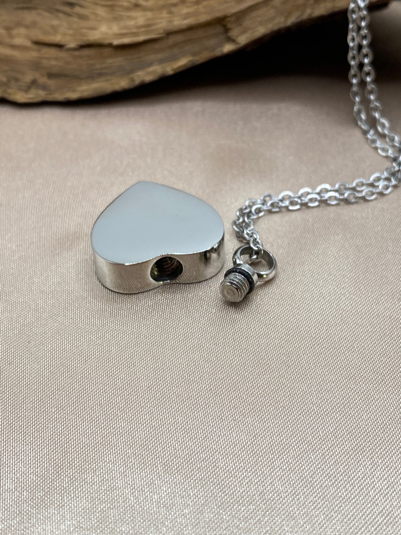 Silver Heart Cremation Urn Necklace - 'Your Wings Were Ready' Engraved with Angel Wing Charm