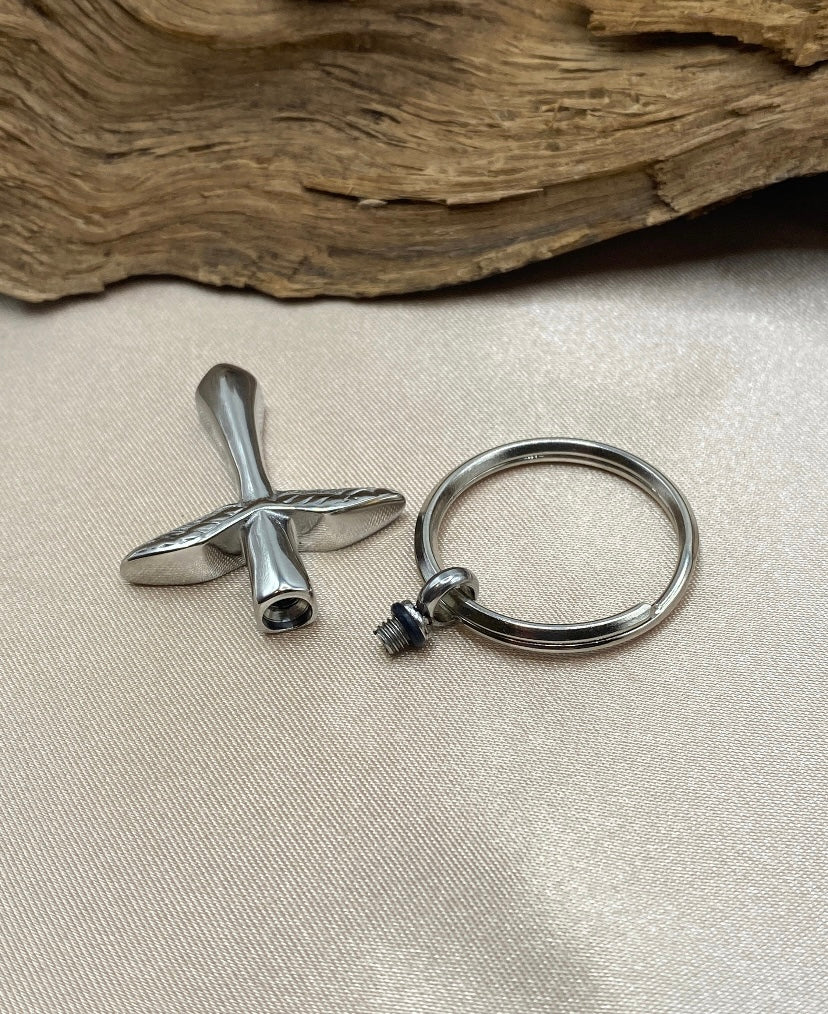 Angel Wings Cross Urn Keychain – Stainless Steel Memorial Keepsake