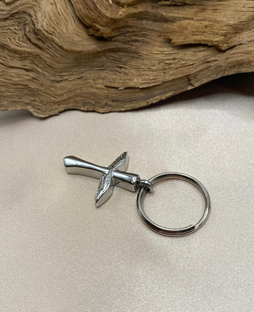 Angel Wings Cross Urn Keychain – Stainless Steel Memorial Keepsake