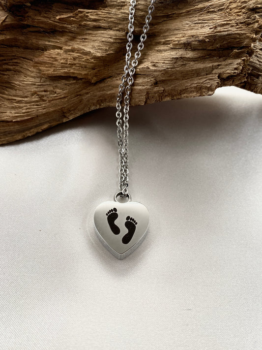 Baby feet cremation necklace