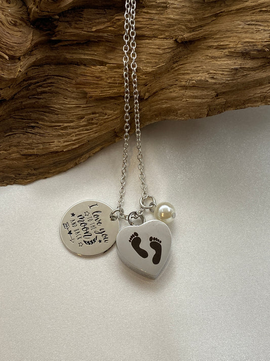 Cremation heart necklace with charms