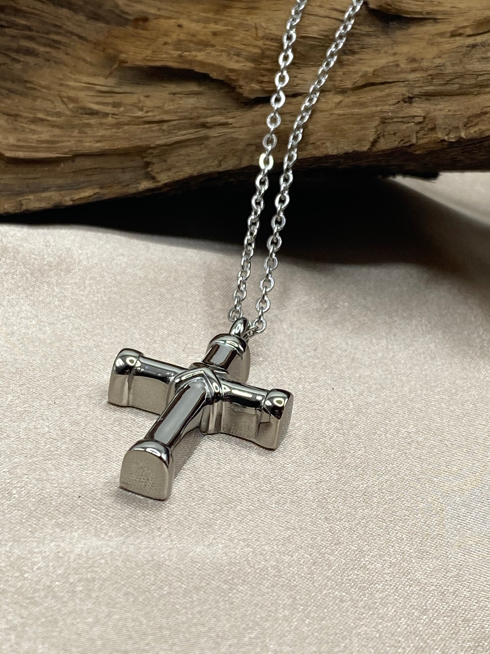 Bottom of cremation cross necklace