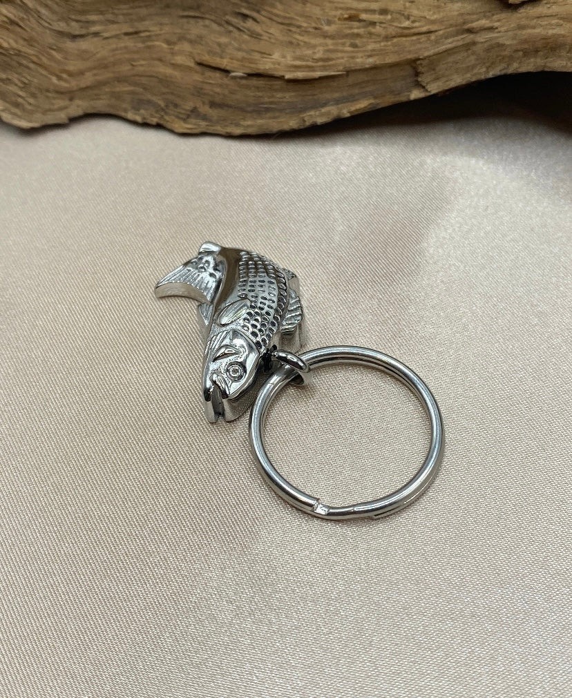 Fish Shaped Cremation Urn Keychain – Engravable Memorial Jewelry for Fishermen