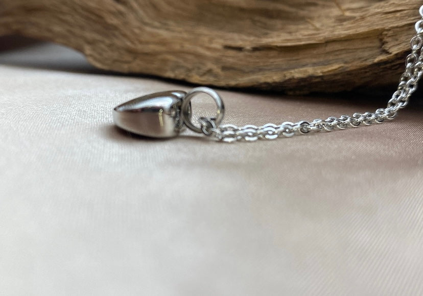 Small Silver Heart Cremation Necklace – Engraved "Dad" Memorial Jewelry