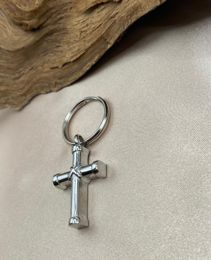 Classic Cross Urn Keychain – Stainless Steel Cremation Jewelry for Ashes