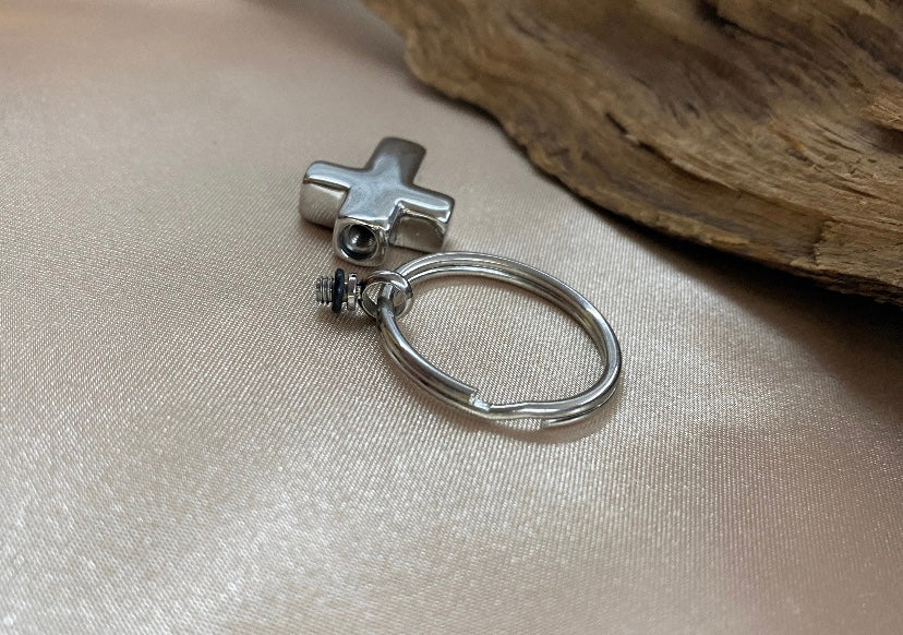 Cross of Eternity Keychain – Stainless Steel Ash Keepsake for Pet & Human Ashes