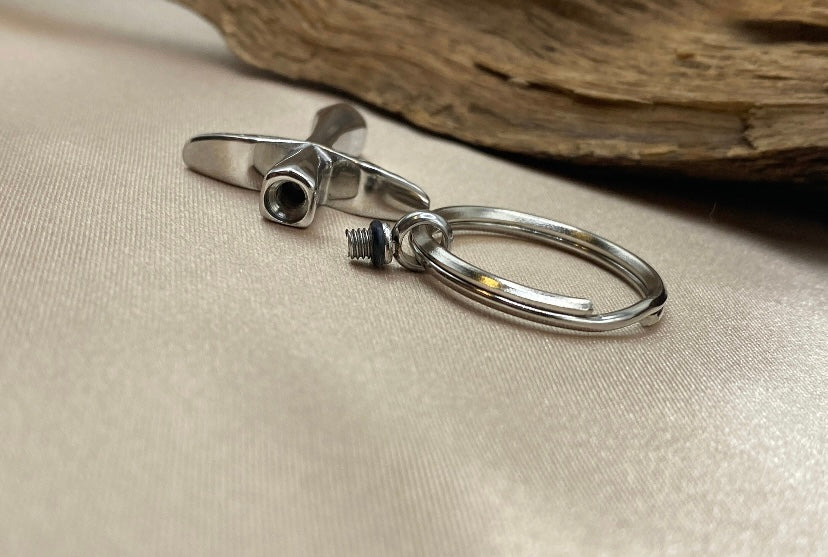 Angel Wings Cross Urn Keychain – Stainless Steel Memorial Keepsake