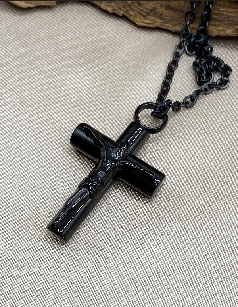 Cross Cremation Necklace with Jesus – Memorial Jewelry for Ashes