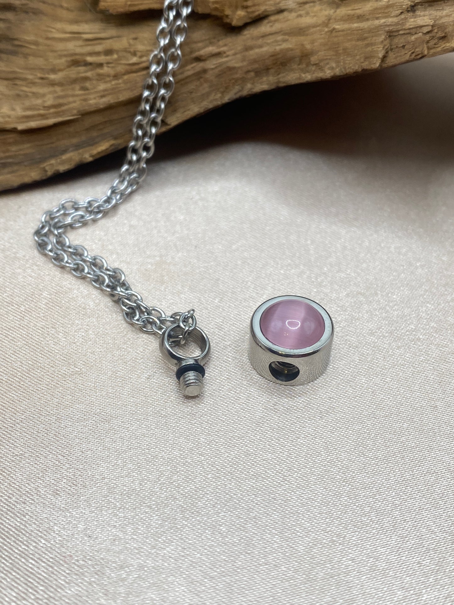 Pink Cremation Necklace for Ashes | Stainless Steel Urn Pendant | Memorial Keepsake Jewelry