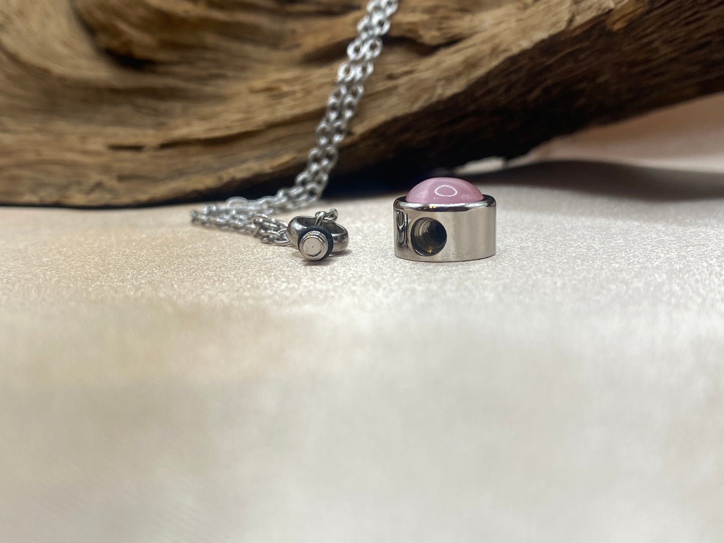 Pink Cremation Necklace for Ashes | Stainless Steel Urn Pendant | Memorial Keepsake Jewelry