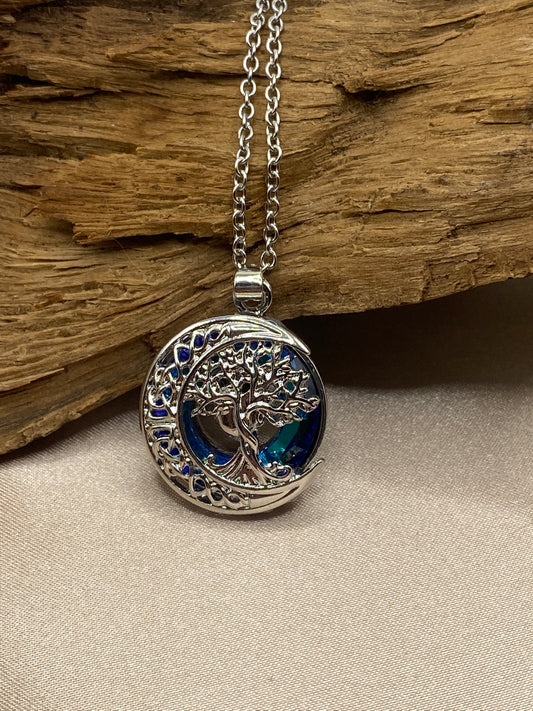 Tree of Life Urn Necklace - Silver Family Tree Memorial Urn Jewelry Pendant for Loss of loved one