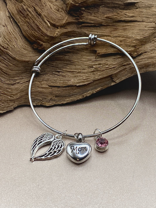 Angel Wing bangle bracelet with urn compartment for ashes