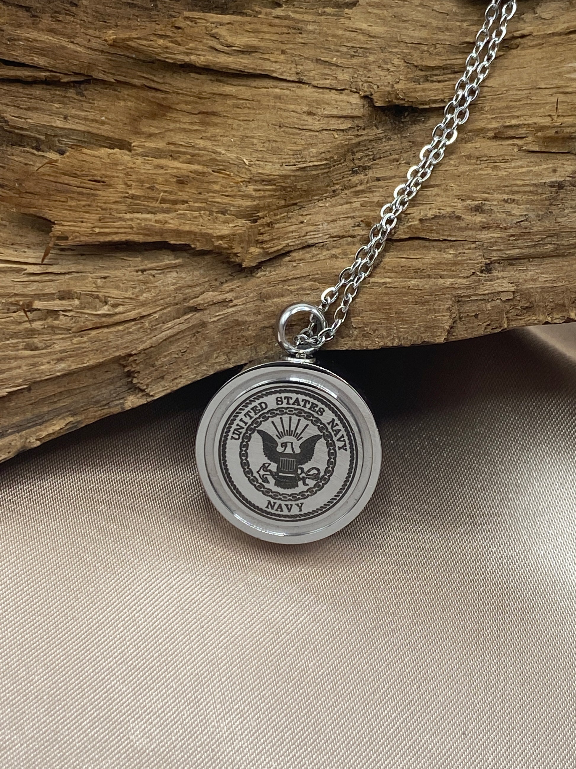 Small Navy St. Michael on 20 Stainless Chain - Pendant