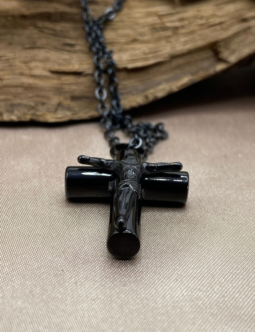 Large Black Heart Black Cross Necklace – ShirtsNThingsAZ