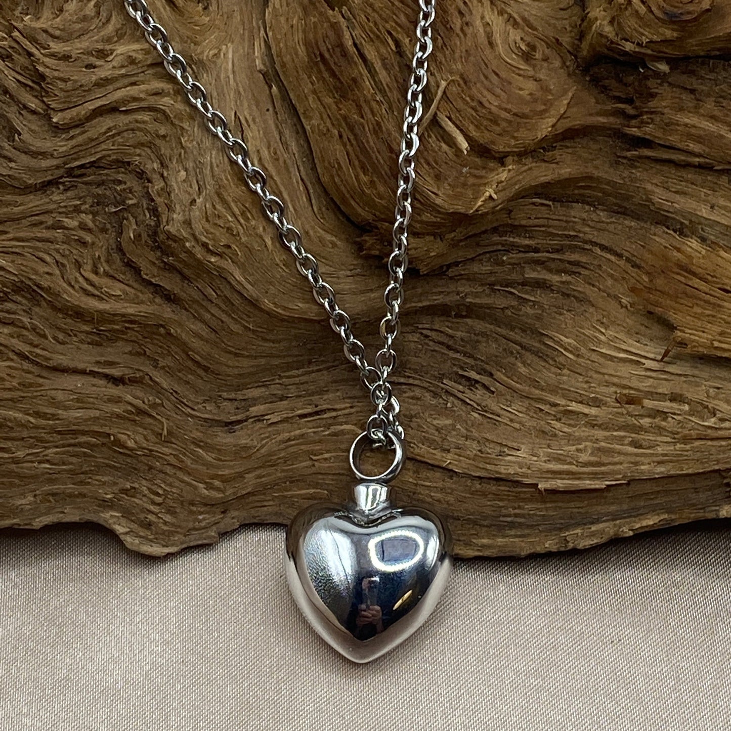 Stainless steel heart cremation necklace