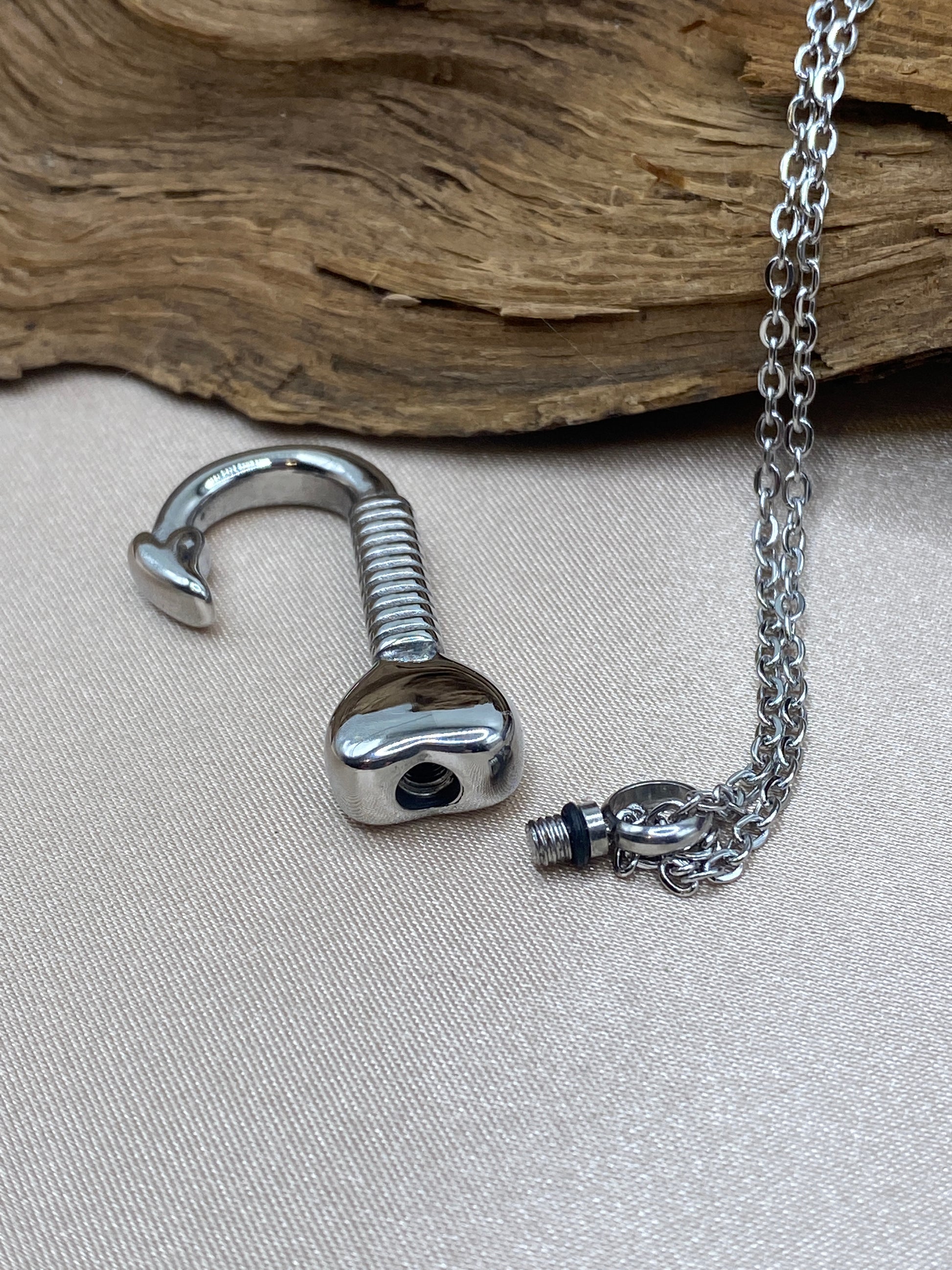eternity fish hook Fish Hook Urn Necklace with Silver Fish Charm