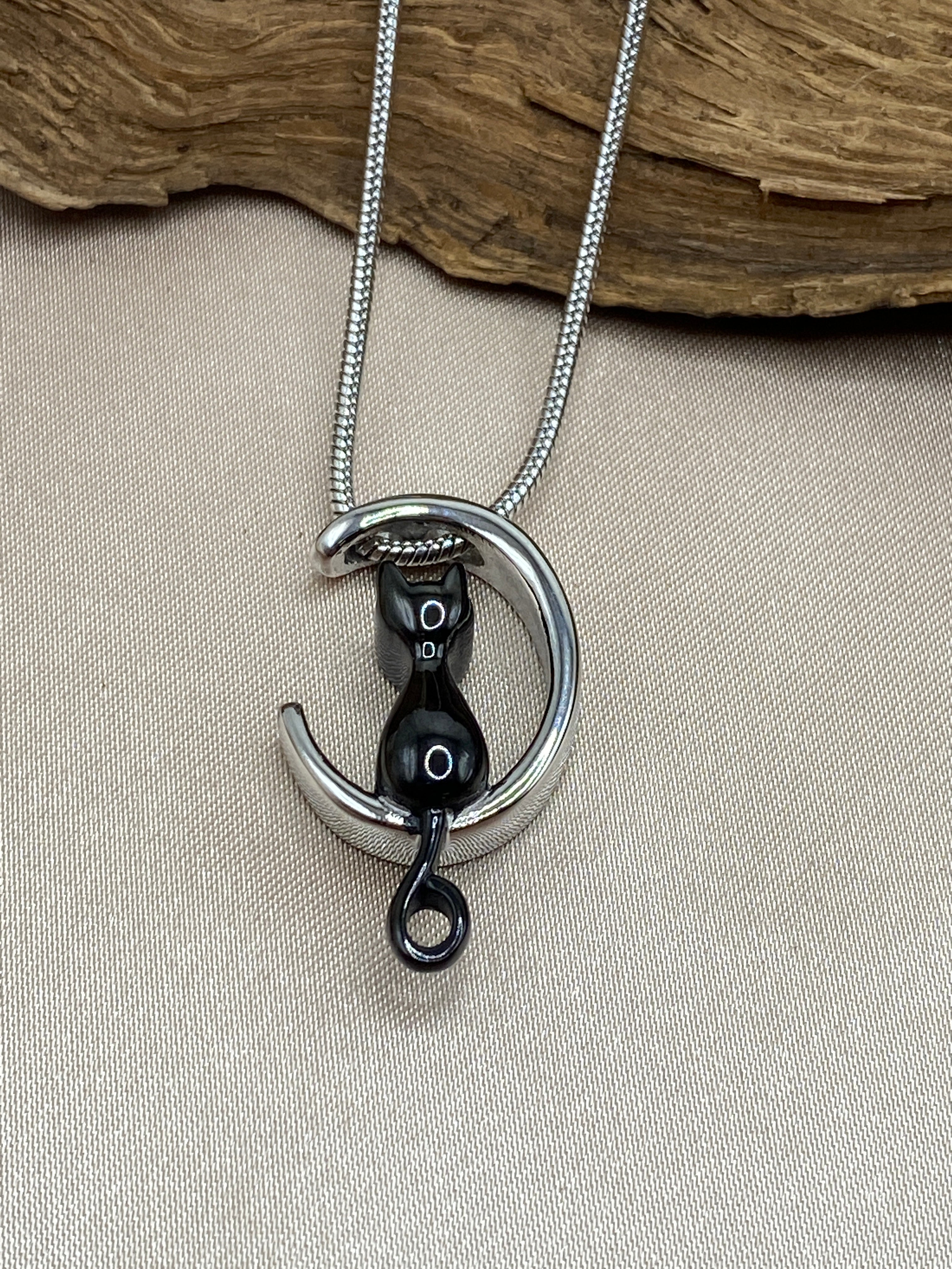 Cylinder Urn Necklace with Cat and Crescent Moon Charm - Personalized –  Eternal Keepsake