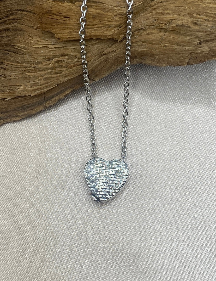 Heart of heart Cremation Urn Necklace - Stainless Steel - Holds Human Ashes - Keep Your Loved One Close to Your Heart